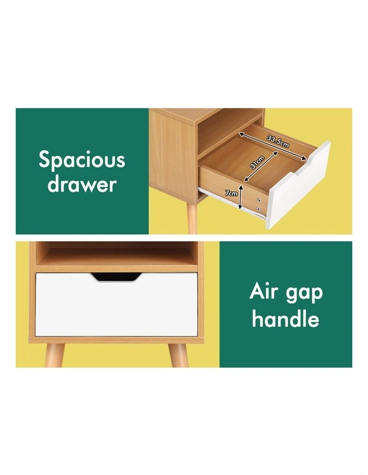 Bedside Table in White and Oak image 6