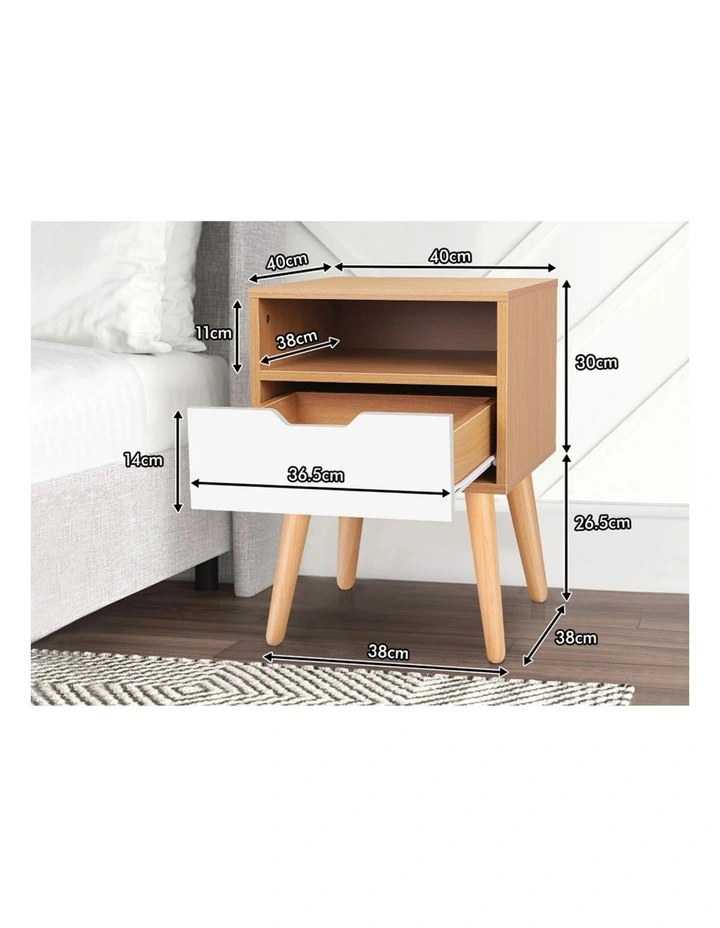 Bedside Table in White and Oak image 7