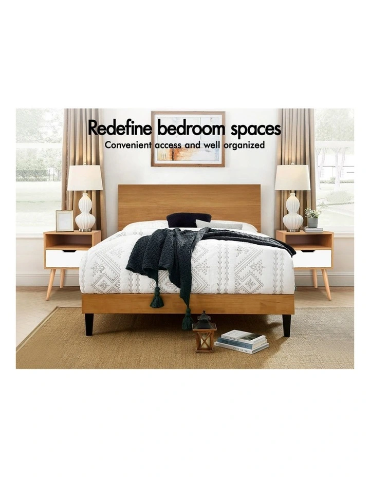 Scandinavian Bedside Table x2 in White image 3