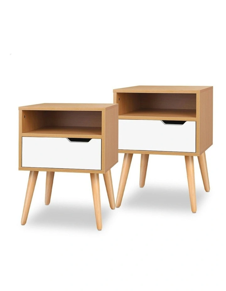 Scandinavian Bedside Table x2 in White image 1