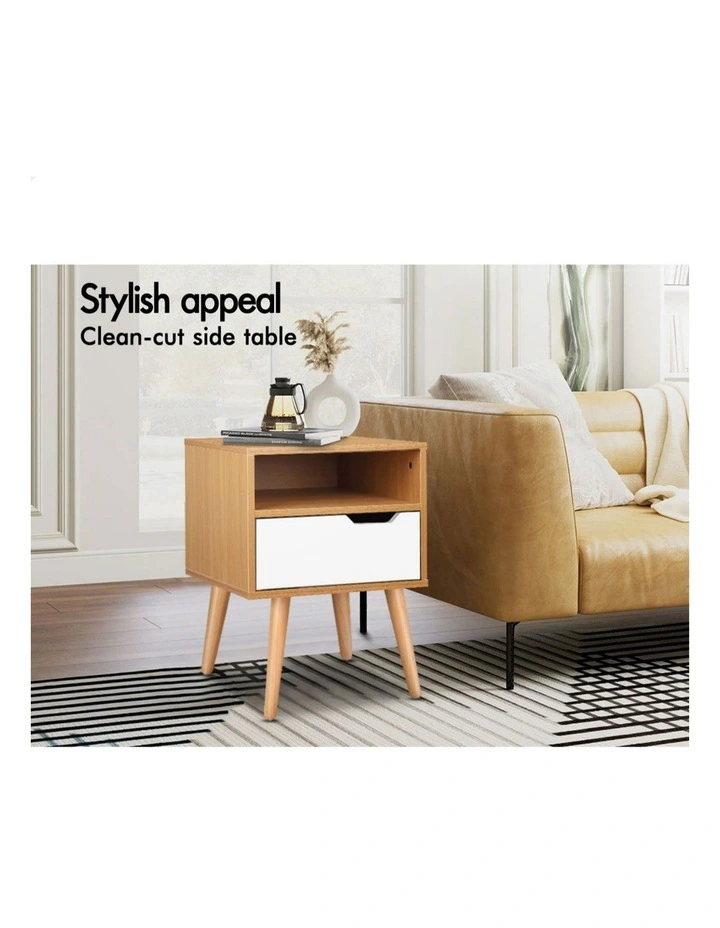 Scandinavian Bedside Table x2 in White image 4