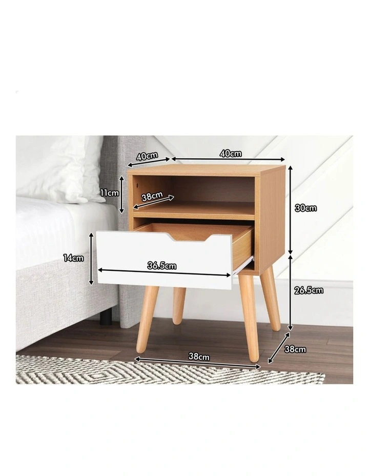 Scandinavian Bedside Table x2 in White image 7