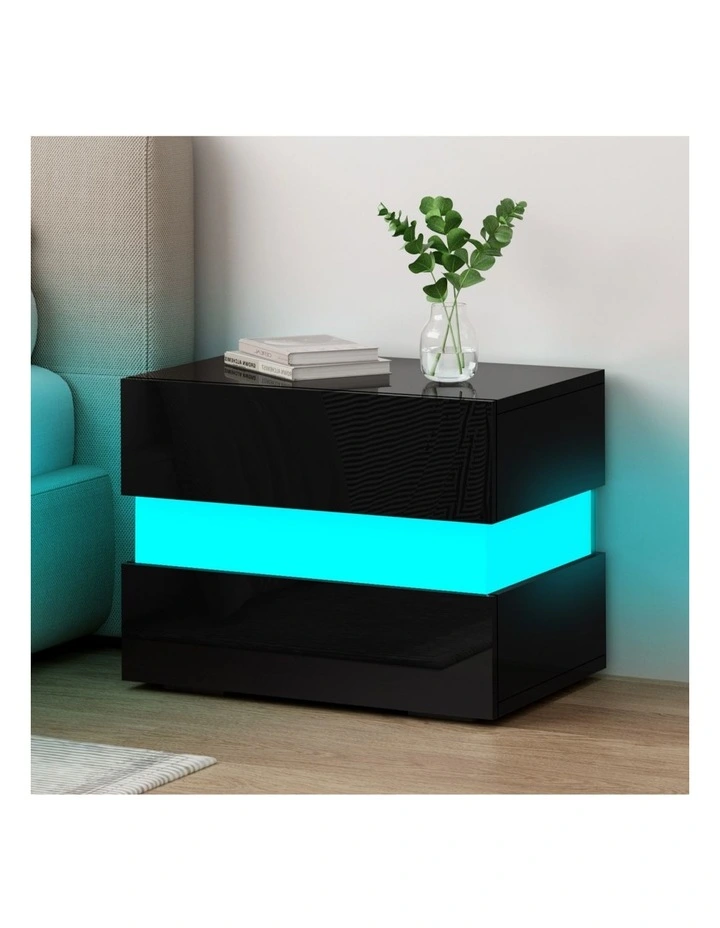 Led Bedside Table in Black image 2