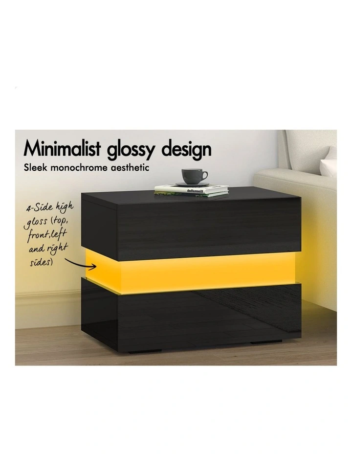 Led Bedside Table in Black image 3