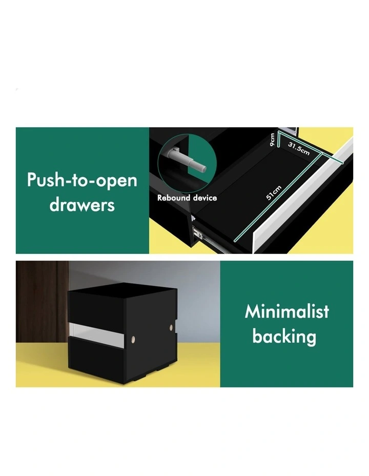 Led Bedside Table x2 in Black image 7