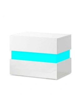 Led Bedside Table in White
