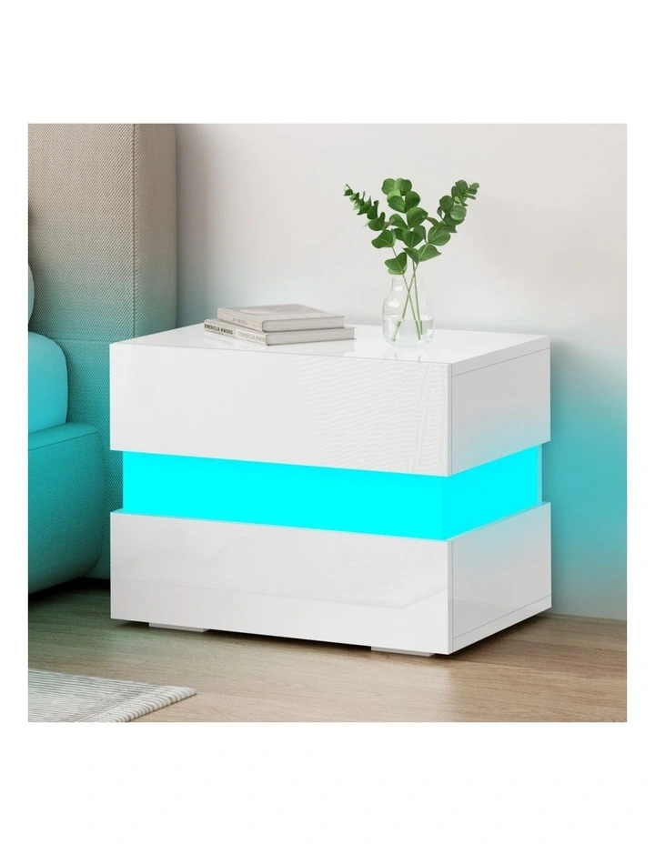 Led Bedside Table in White image 2