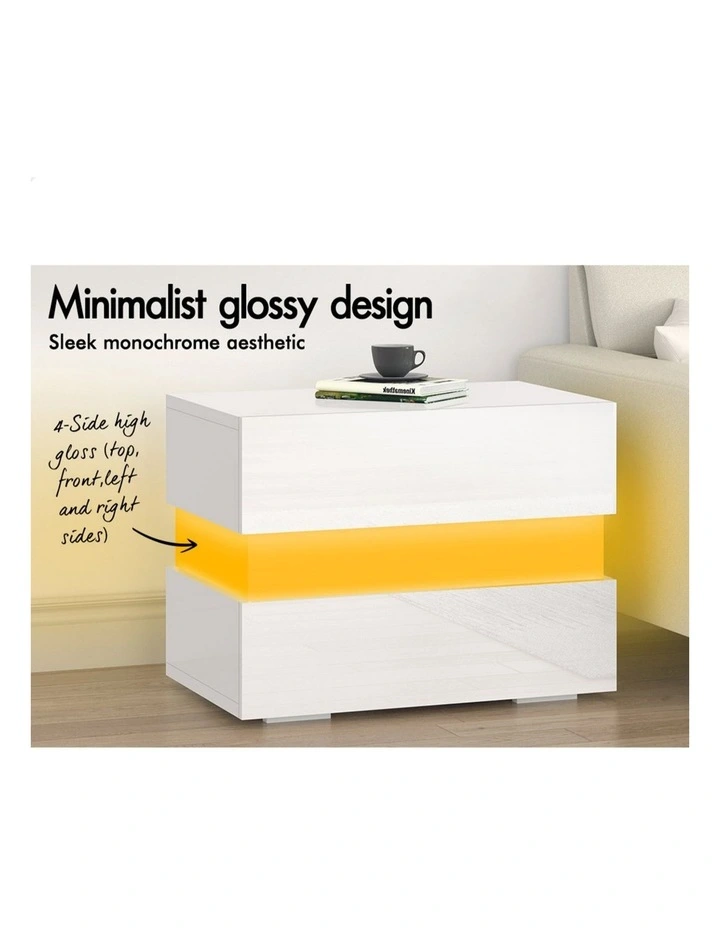 Led Bedside Table in White image 3