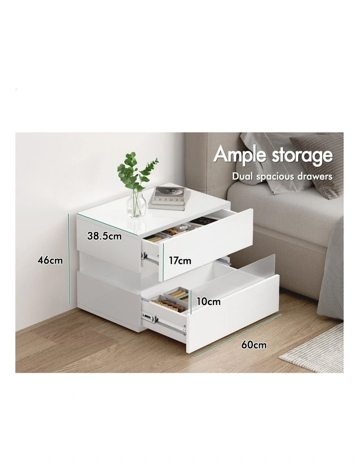 Led Bedside Table in White image 4