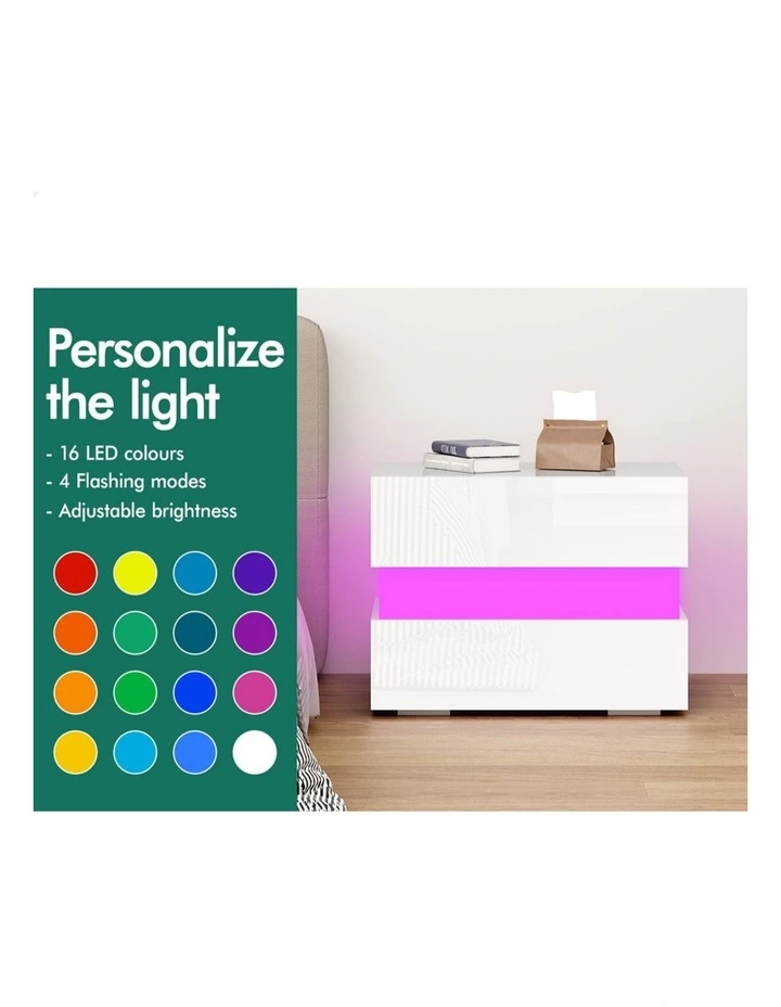 Led Bedside Table in White image 5