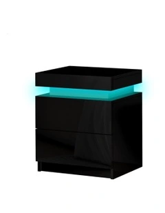 Led Gloss Bedside Table in Black
