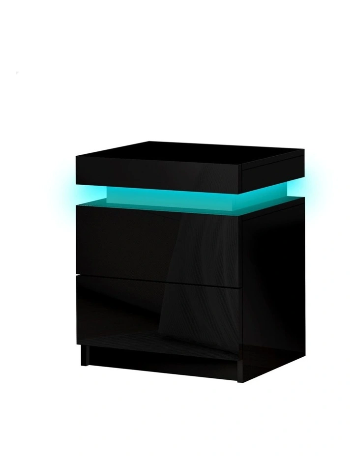 Led Gloss Bedside Table in Black image 1