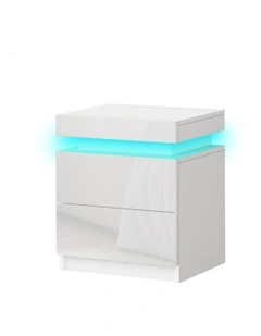 Led Gloss Bedside Table in White