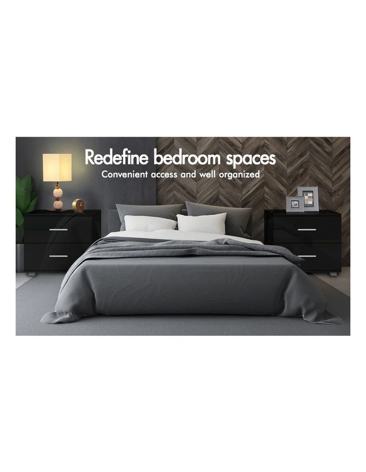 Bedside Table in Gloss Black image 4