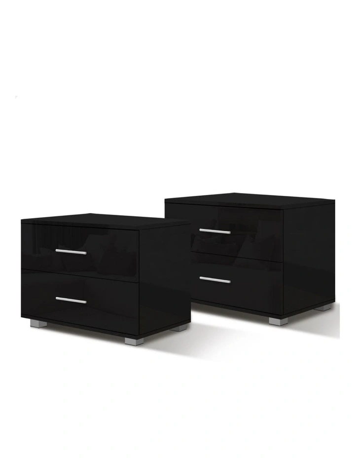 Bedside Table x2 in Gloss Black image 1