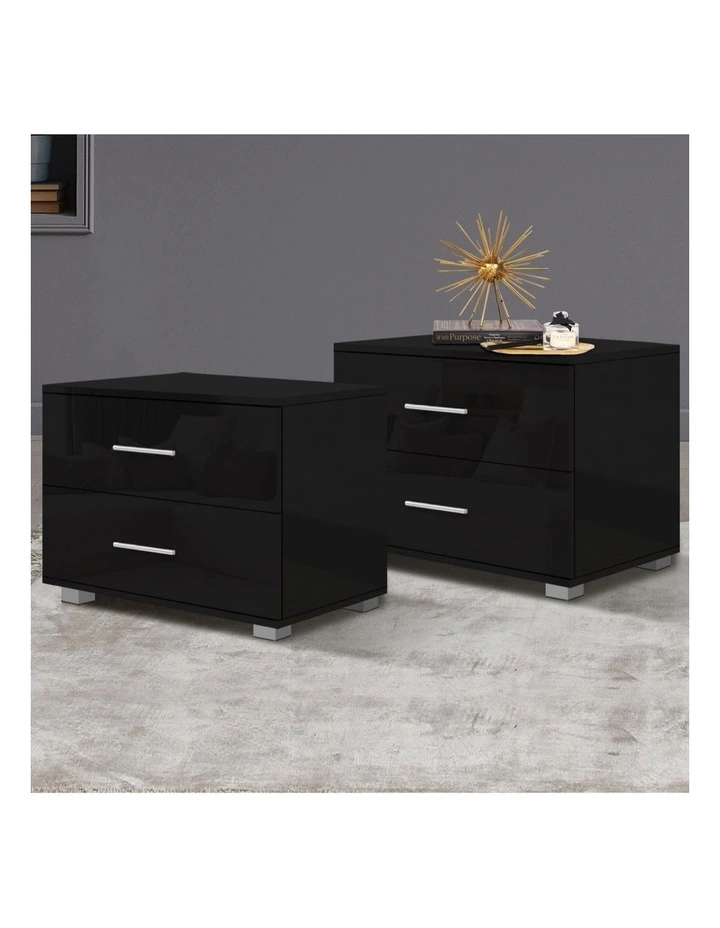 Bedside Table x2 in Gloss Black image 2