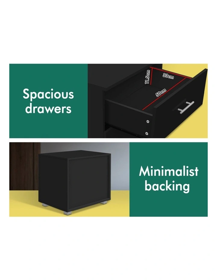 Bedside Table x2 in Gloss Black image 3