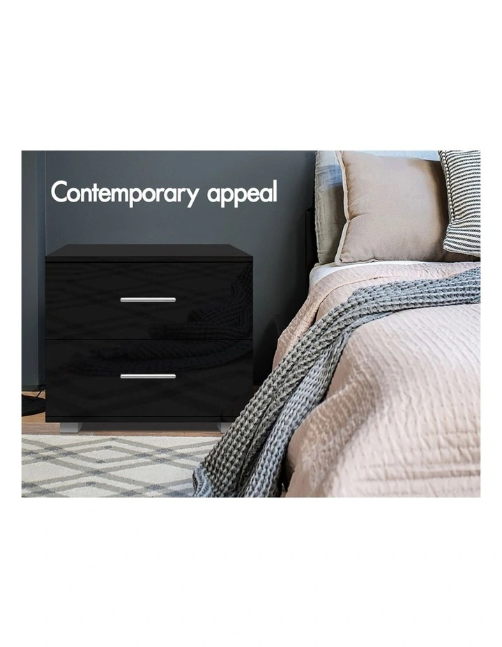 Bedside Table x2 in Gloss Black image 6