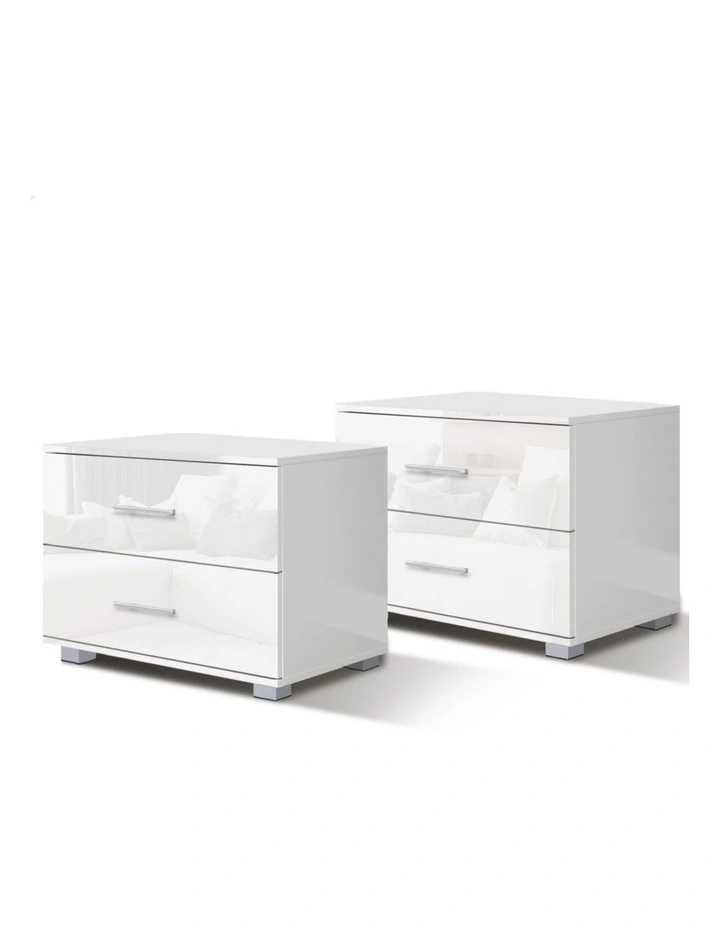Bedside Table x2 in Gloss White image 1