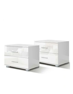 Bedside Table x2 in Gloss White