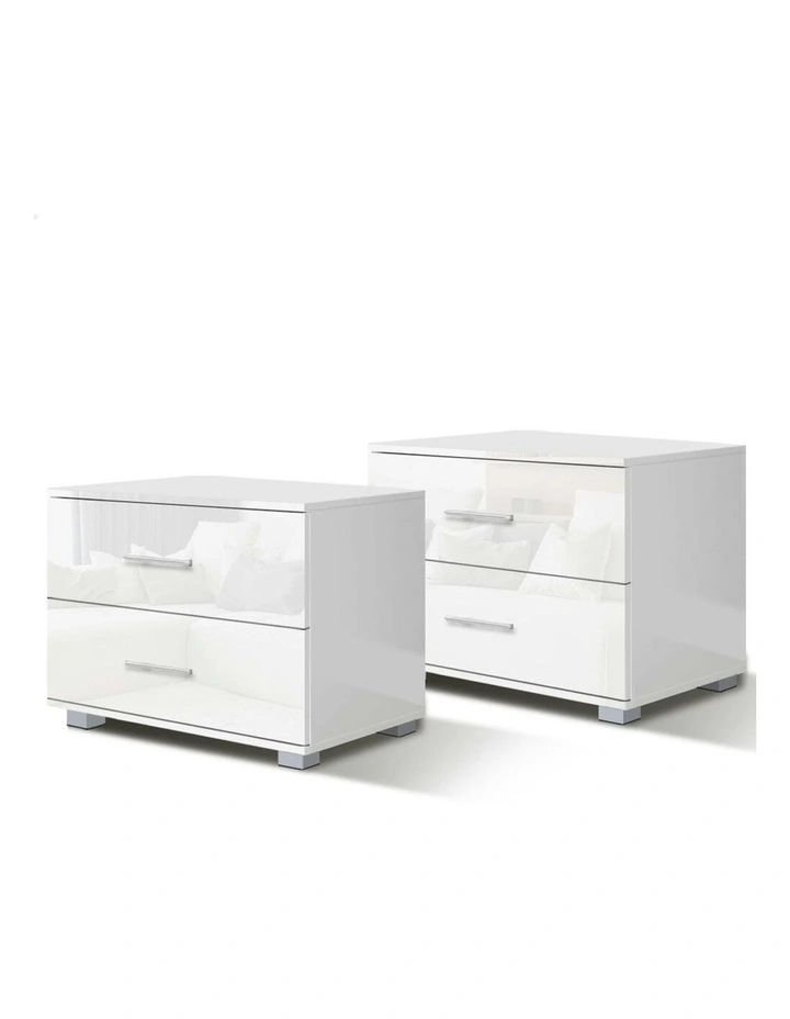 Bedside Table x2 in Gloss White image 1