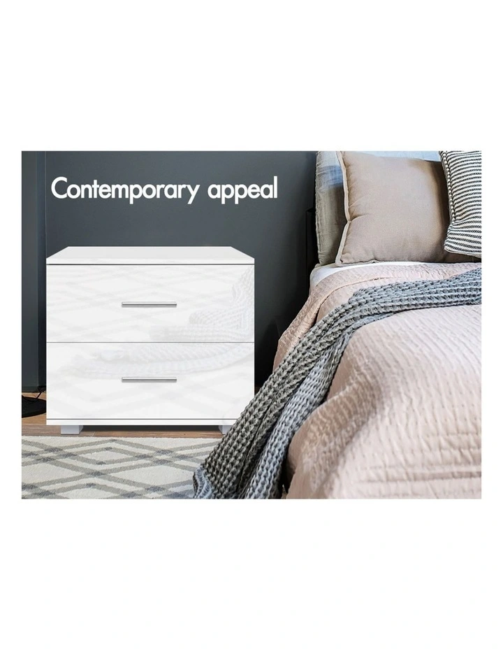 Bedside Table x2 in Gloss White image 5