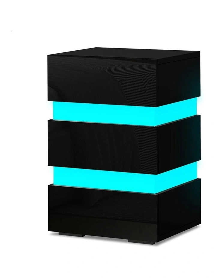 RGB LED Bedside Table in Black image 1