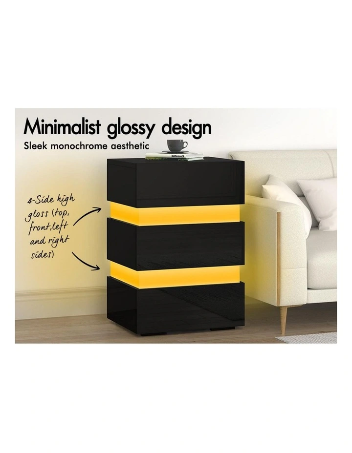 RGB LED Bedside Table in Black image 3