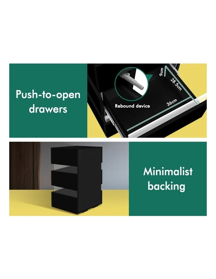 RGB LED Bedside Table in Black image 6