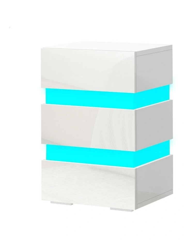 RGB LED Bedside Table in White image 1