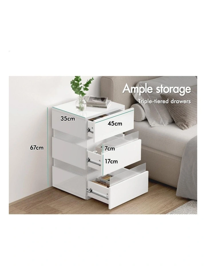 RGB LED Bedside Table in White image 4