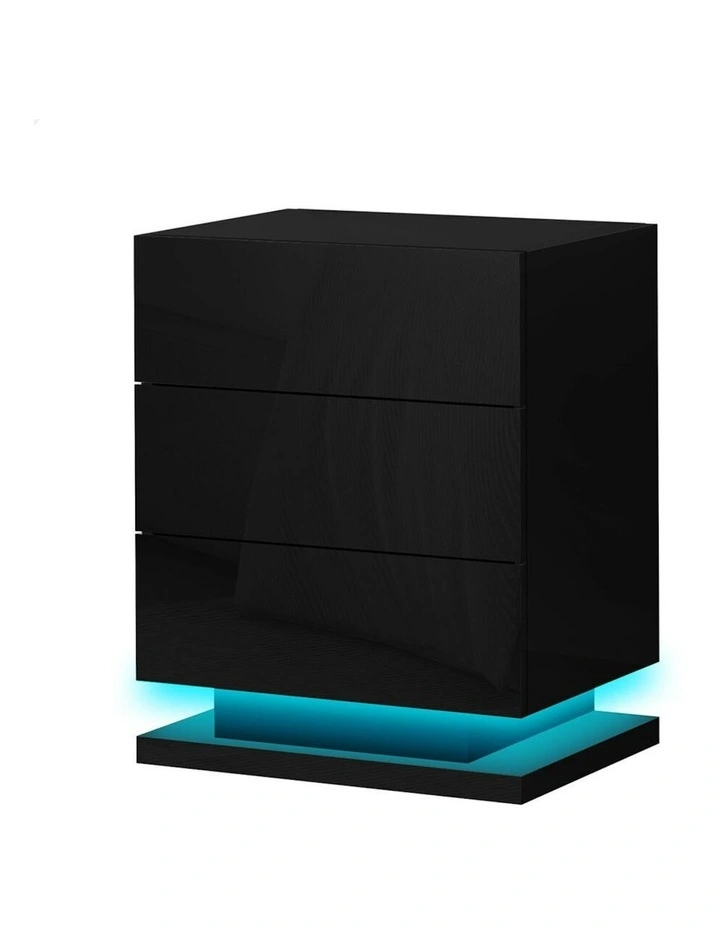 LED Bedside Table in Gloss Black image 1
