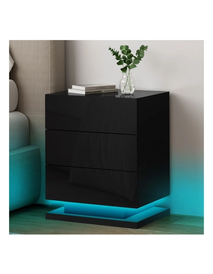 LED Bedside Table in Gloss Black image 2