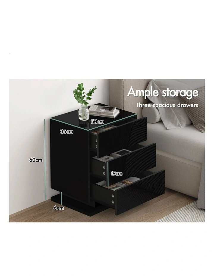 LED Bedside Table x2 in Gloss Black image 5
