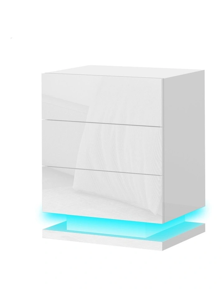LED Bedside Table in Gloss White image 1