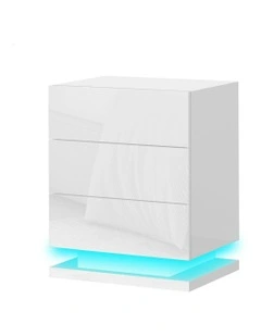LED Bedside Table in Gloss White