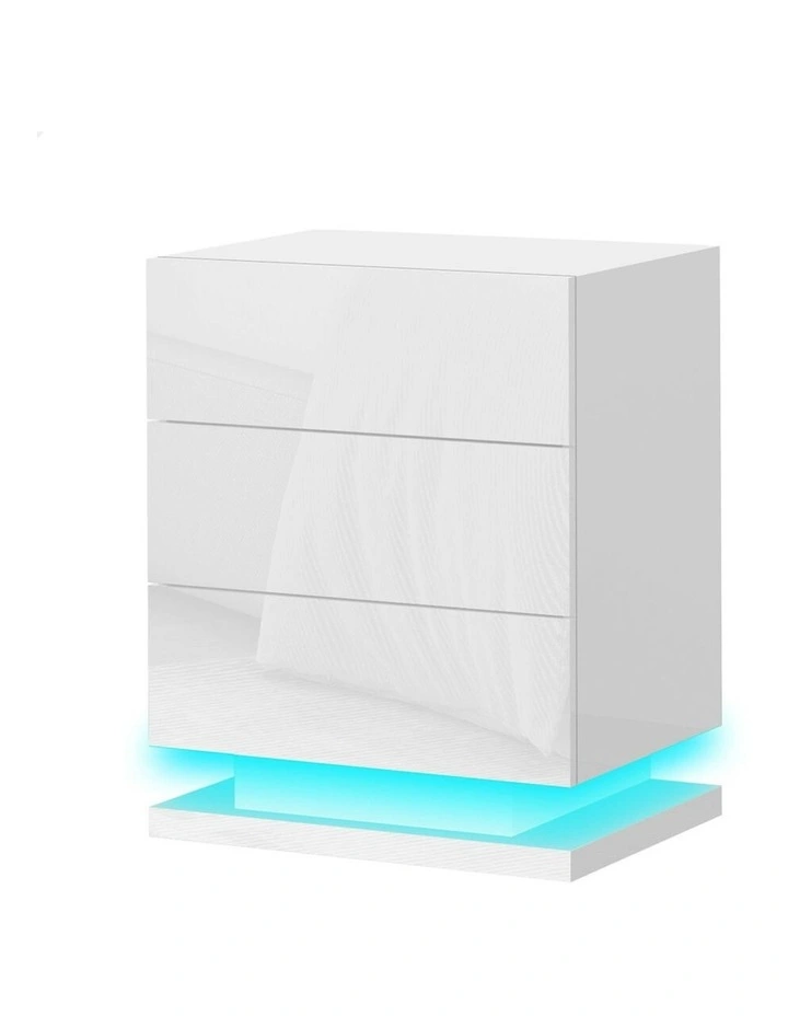 LED Bedside Table in Gloss White image 1