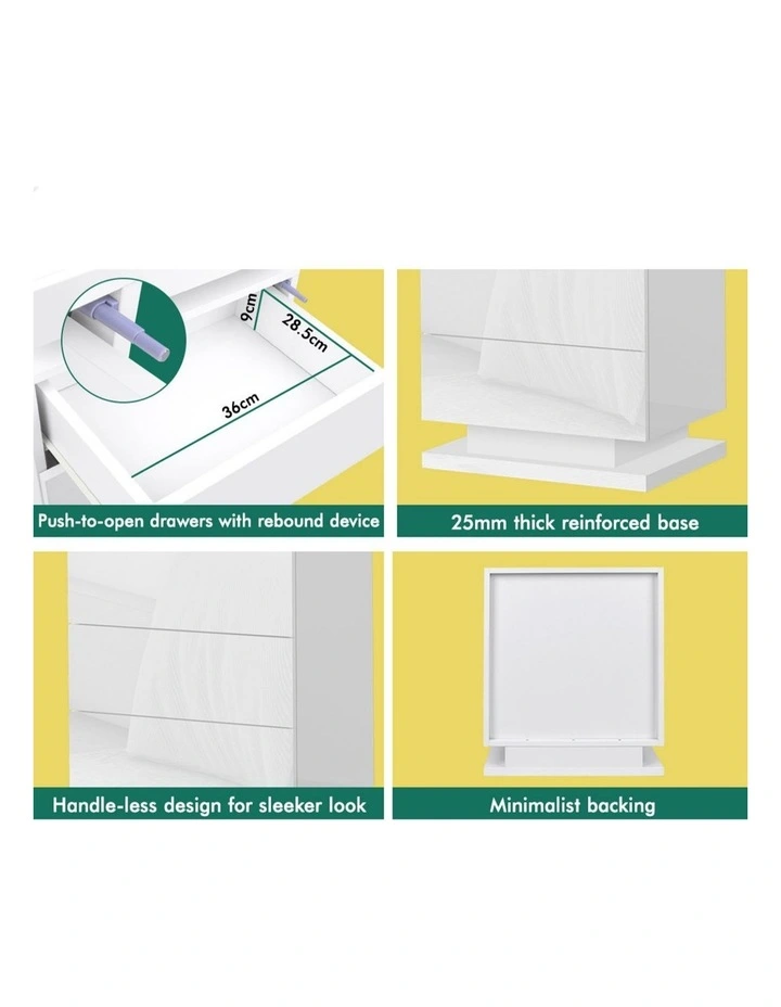 LED Bedside Table in Gloss White image 7