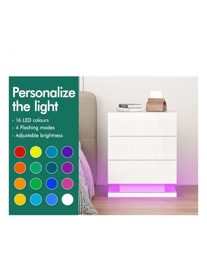 LED Bedside Table 2x in Gloss Black image 6