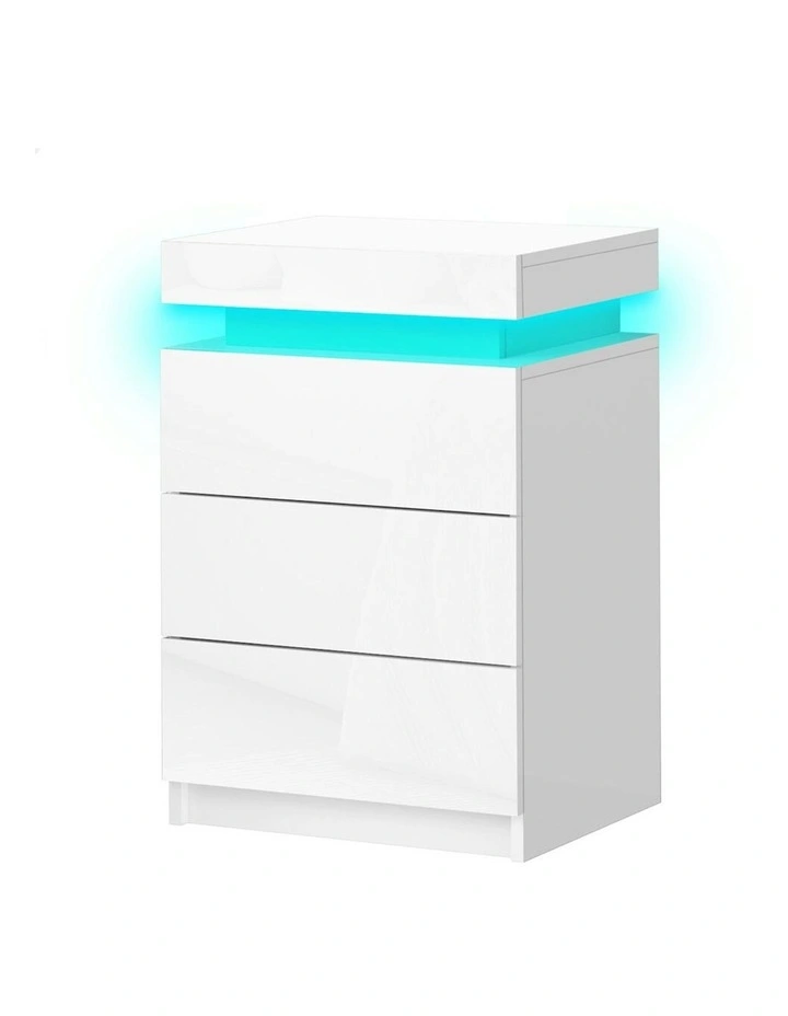 LED Bedside Table in White Gloss image 1