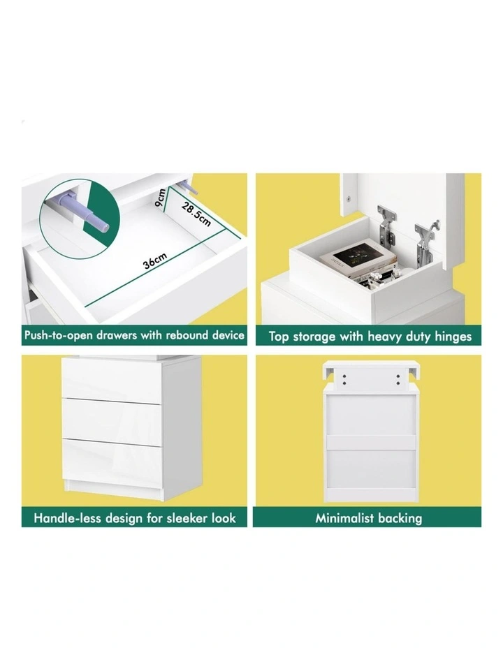 LED Bedside Table x2 in White Gloss image 6