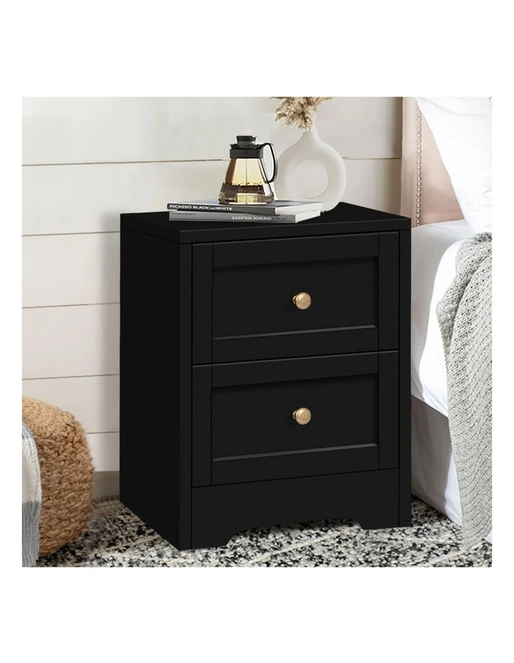 Hamptons Bedside Table in Black image 2