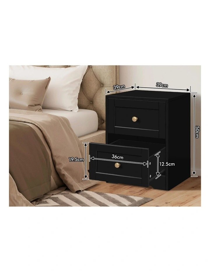 Hamptons Bedside Table in Black image 5