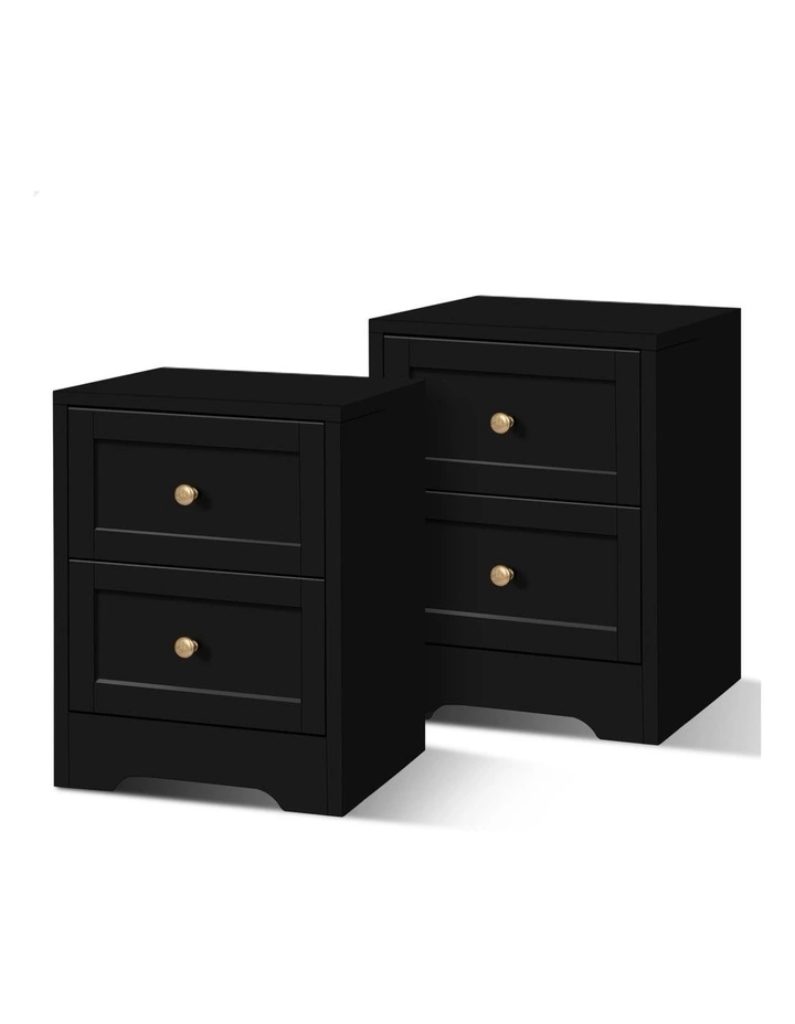 Hamptons Bedside Table x2 in Black image 1