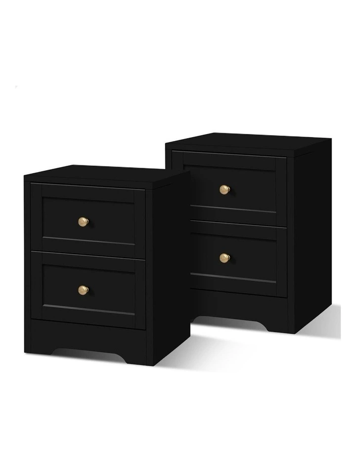Hamptons Bedside Table x2 in Black image 1