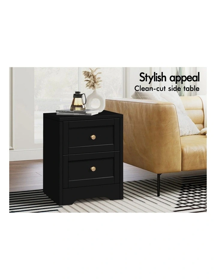 Hamptons Bedside Table x2 in Black image 3