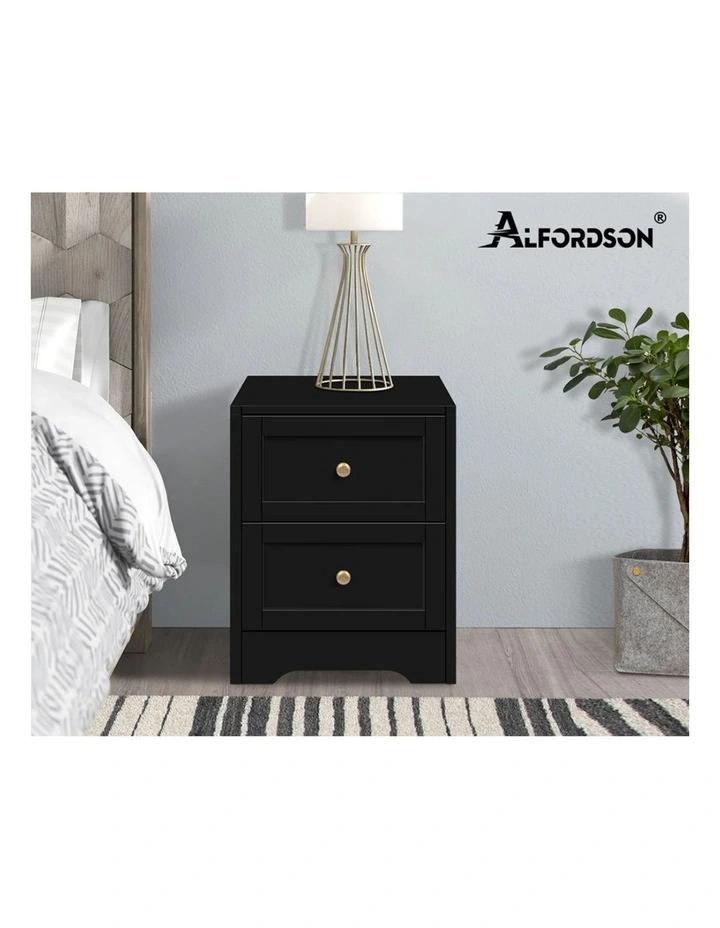 Hamptons Bedside Table x2 in Black image 7