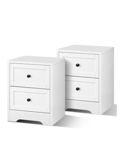Bedside Table x2 in Hamptons White