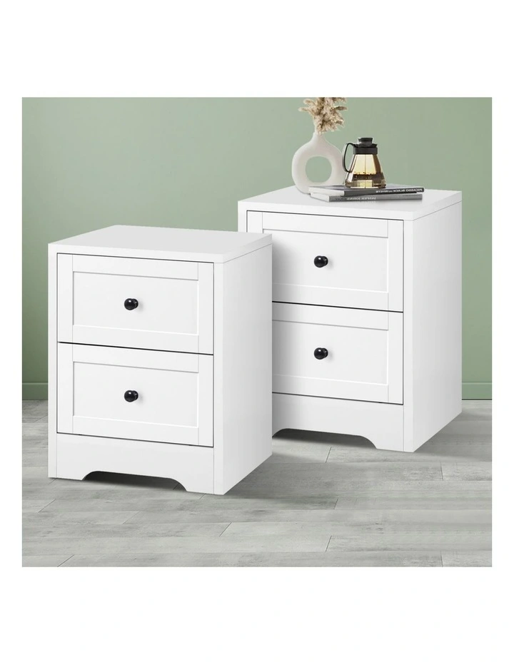 Bedside Table x2 in Hamptons White image 2