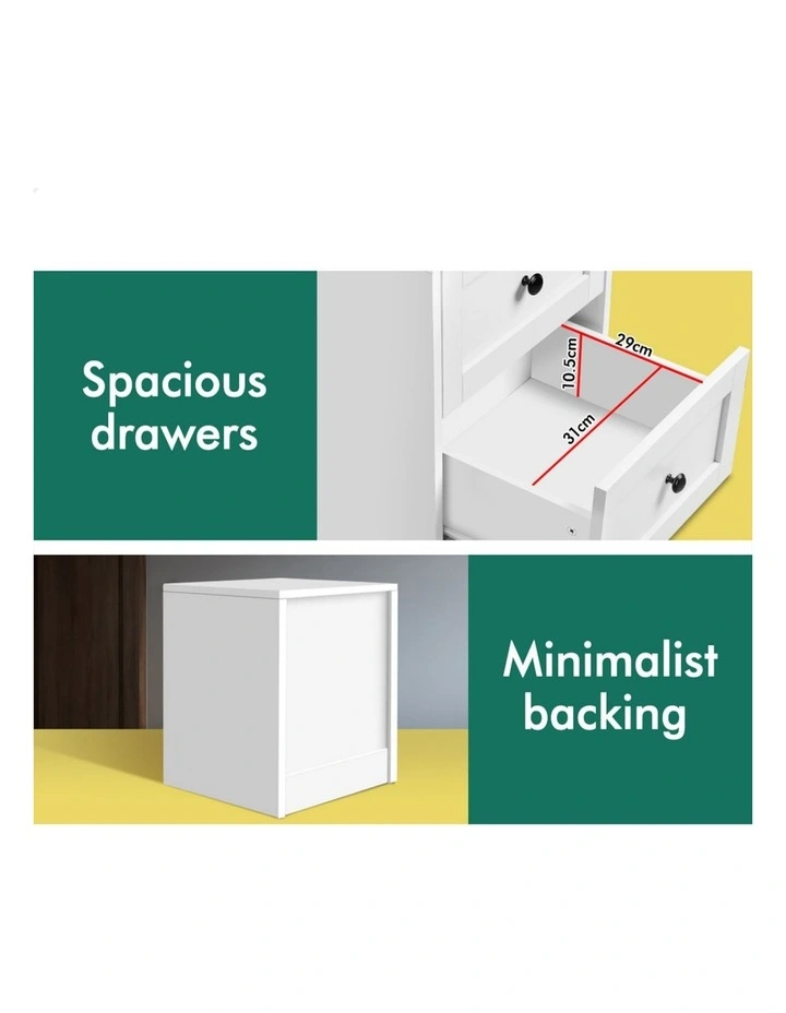 Bedside Table x2 in Hamptons White image 6